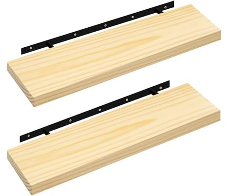 eSituro 2er Set Wandregal Regal Wand, Hängeregal, Schweberegal massive Holz, Regalbrett 70x19x3,5 cm, für Küche Wohnzimmer Schlafzimmer, Wandboard mit unsichtbarer Halterung, Holzoptik