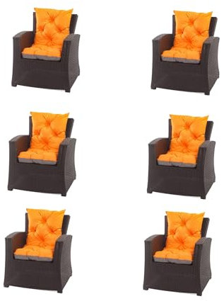 Setgarden 6er Set Gartenstuhlauflagen Rattan Gartenstuhlauflagen Sitzauflage Gartenstuhlkissen Rattan Gartenstuhlkissen Gartenstuhlkissen (Orange)