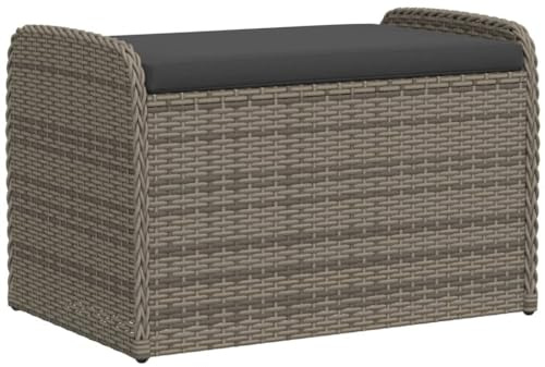 Canditree Banc de Rangement Extérieur avec Coussin, Coffre de Rangement en Résine Tressée pour Jardin Patio, 80 cm (Gris)