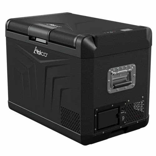 Yolco Kompressor-Kühlbox 47 L, -20 bis +20 °C, App-Steuerung | Auto-Kühlbox 12 V/230 V, Bedienfeld, LED-Licht, wechselbare Öffnungsrichtung, kompatible Yolco-Akkus, Unterspannungsschutz