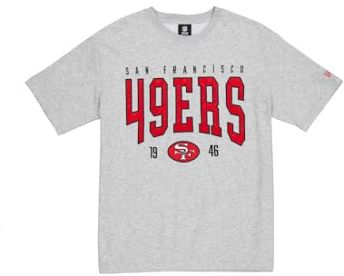 San Francisco 49ers Unisex NFL Oversized T-Shirt Satin Applique Patch Logo San Francisco 49ers Heather Gray T-Shirt (1er Pack)