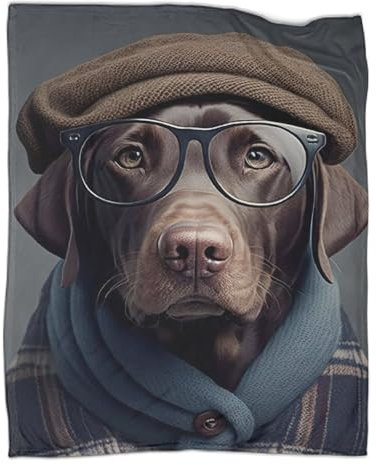Hipster-Hund in Kleidung, 1 Decke, Fleece, groß, dick, warm, weich, gemütlich, Flanelldecke, Überwurf, Couch, Bett, Thanksgiving-Geschenkdecke, 150 x 200 cm