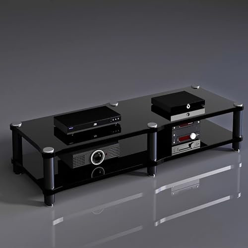 Hifi Rack Medienständer mit Großer Speicherkapazität, Unterhaltungsständer für Medienraum / Arbeitszimmer, Design-Audio-Rack-Tower, Speicher für Unterhaltungs-Stereokomponenten / Fernseher(Black,H 37c
