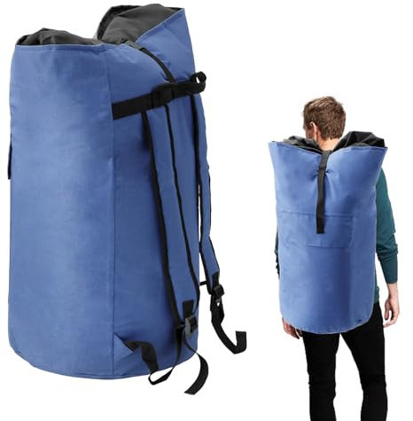 Wäschebeutel Reise 115 L mit 2 Breite Träger Wäschesack Reise mit Schuhtasche Oxford-Stoff Groß Wäschebeutel Schmutzwäsche für Reisen Geschäftsreise Umzug (Blau)