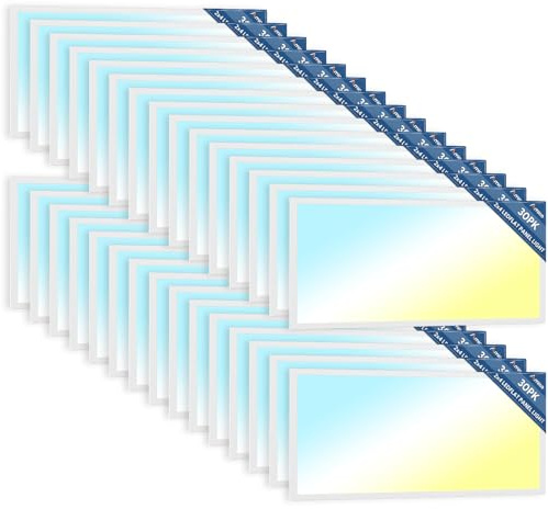 Amico 30 Pack 2x4 LED Flat Panel Light Fixture, 6250 LM, 4000K/5000K/6500K, 30W/40W/50W, Dimmable 0-10V, LED Drop Ceiling Lights for Office Commercial Use, Dustproof ETL Listed, FCC, DLC