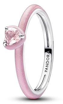 PANDORA Damenring Silber Rosafarbenes Chakra Herz 193088C02