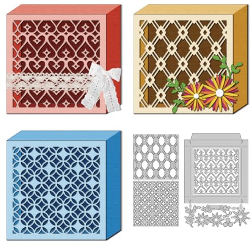 DELORIGIN 3D Stanzform In Form Einer Quadratischen Box Kartenherstellung Stanzschablone Scrapbooking Prägevorlage Stanzformen StanzenFür Grußkarten Bastelpapier Alben Einladungen
