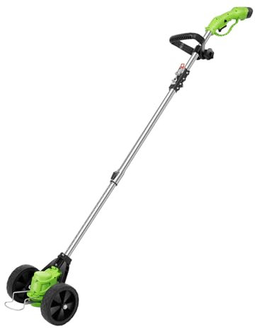 ACROSSPART Electric Lawnmower Cordless Grass Trimmer With Wheels Foldable Metal Blade Cordless Strimmer Battery Strimmer for Home Lawn Mowing and Yard Work