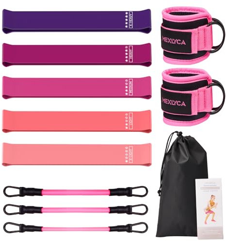 Mexlyca Resistance Bands Set – Resistance Band and Adjustable Ankle Exercise Bands with cuffs Great Equipment for Training, Working Out, Yoga,Home Gym with Training Guidance & Carry Bag,Set of 8