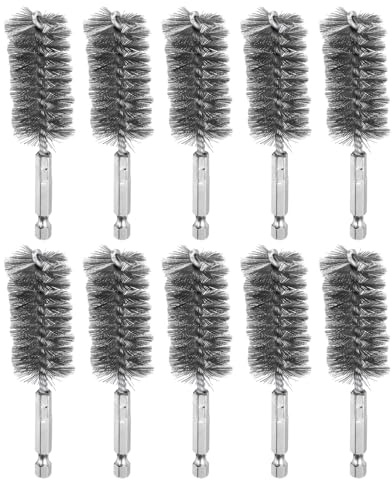 sourcing map 10Pcs 304 Stainless Steel Bore Brush 25mm Dia 4 Long Cleaning Twisted Wire Brush with Handle 1/4 Hex Shank for Tubes, Ports, Bearings