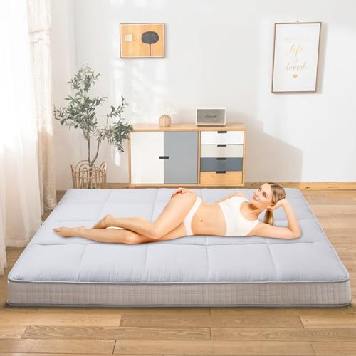 Ytaoeo Futon Matratze 150x200x10cm klappmatratze (Grau, Queen-Matratze) | 10cm Dicke, Japanische Bodenmatratze, faltbare matratze, Atmungsaktive Bodenliege, Gästebett für Camping Couch