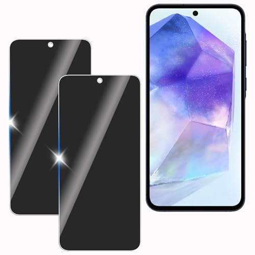 KULAIKE 2 Stück Sichtschutz für Samsung galaxy A55, Anti-Spähen Privatsphäre Schutzfolie,Anti-Spy Panzer Schutz Glas Folie,Blickschutzfolie, 9H Härte, Anti-Kratzer, Stoßfest