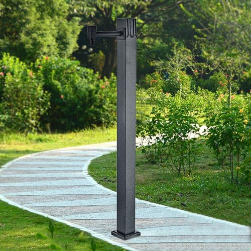 WJFTODAY Colonne d'eau de Jardin Verticale cylindrique en Acier Inoxydable 304, distribut, Distributeur d'eau de Robinet antigel extérieur Fontaine de caractéristique d'eau de Bouche d'incendie(96cm)