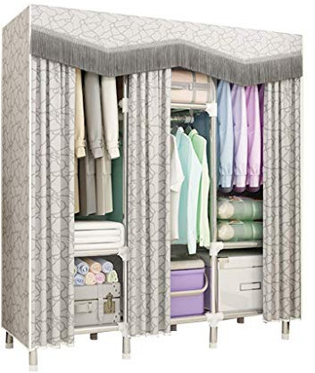 VDLLQYN, Faltschränke Kleiderschrank/Stoffgarderobe, Garderobenschrank, Campingschrank, Faltschrank, Stoffgarderobe mit Kleiderstange, DIY-Interieur, 128 cm * 45 cm * 172 cm,Tragbare Garderobe