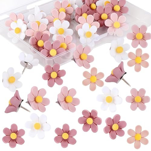 30 Stück Blumige Pinnnadeln, Heftzwecken für Pinnwand Korktafel, Reißnägel Zuhause Dekoration, Pinnwandnadeln Für Pinnwand Korktafel Fotowand Büro & Zuhause Dekoration