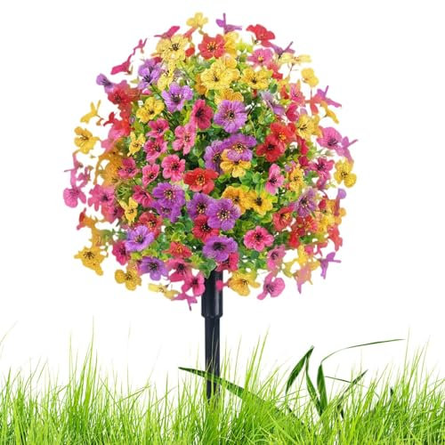 Flores Artificiales de Exterior Ramo Floral Simulado Multicolor Con Estacas