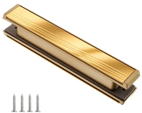 Keypak 12.83 (32.6cm) Slimline Door Letterplate – Fits 40–80mm UPVC, Composite & Timber Doors, Gold Frame & Flap, Adjustable Letter Box