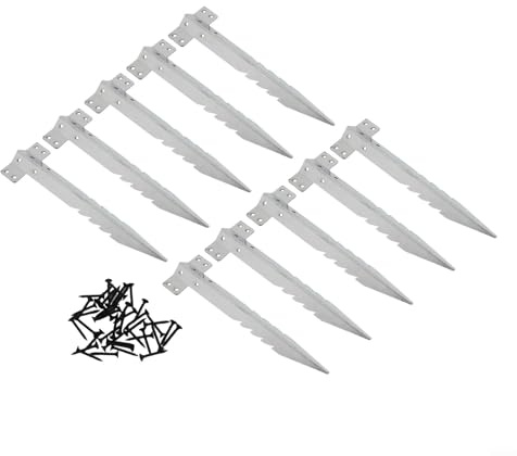 Lot de 10 supports de traverses de chemin de fer en métal pour lits surélevés de jardin, mur de soutènement, bordure d'allée, avec vis de fixation sécurisées, piquets de sol, système de connecteur