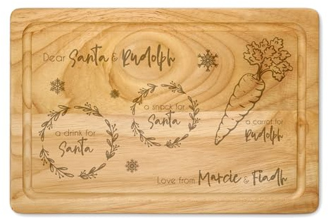 Personalised Christmas Eve Engraved Wooden Board Santa Rudolph Reindeer Xmas Cookie Chimney (Small)