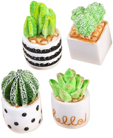 Kisangel 4pièces Miniature Cactus Résine Décoratif Plantes Potted Miniatures pour Décoration Intérieure Figurines Succulentes DIY pour Maison Et Bureau