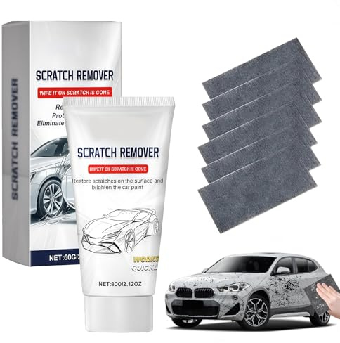 Panno Nano Rimuovi Graffi Auto, Car Scratch Repair Paste, con 6x Panni Nano + Pasta Lucidante 60g, pasta di riparazione per veicoli,per Ripara Graffi,Macchie D'Acqua e Sporco Superficiale