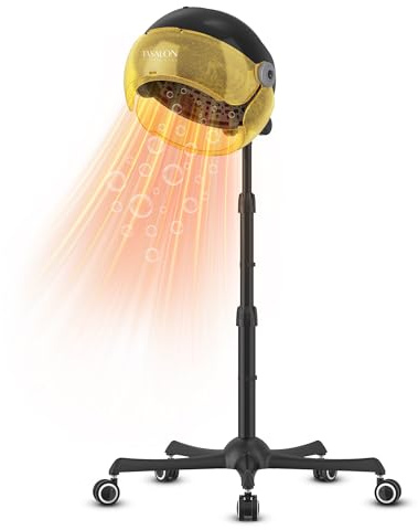 TASALON Gold Portable Hooded Hair Dryer for Home, Standing 1875w Ionic Hooded Dryer on Wheels with Hood, Professional Adjustable Height Sit Under Bonnet Dryer for Women and Beauty Salon