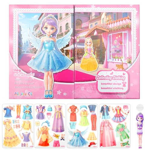 AULSAM Topmodel Aufkleber,Dress me Up Stickerbuch,Reusable Sticker Book,Magnetisches Quiet Book,Mädchen Geschenk,3D Sticker,für Verkleiden,Reisen und Autofahren(Stil 2)