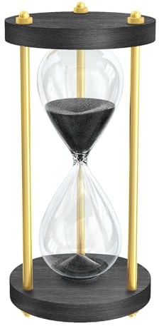 Hour Glass 30 Minute Hourglass Sand Timer, Wooden Black Half Hour Glass with Sand, Large Sand Clock Watch 30 Min, Vintage Reloj de Arena 30 Minutos, Modern Sandglass for Home, Desk, Office, Decor