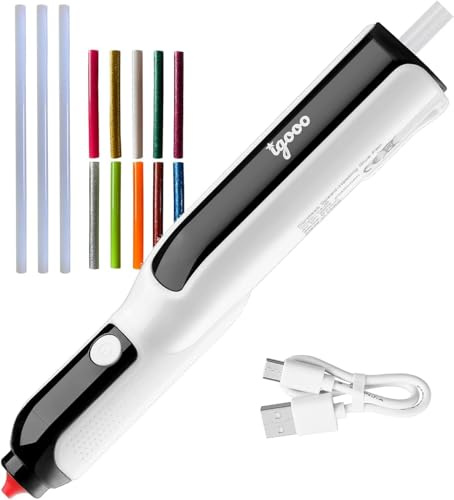 igooo Cordless Glue Pen, Mini Hot Glue Gun, 6s Preheat, Automatic Glue Stick Feeding, Rechargeable Li-ion Battery, 7mm Stick, Perfect for Crafting and DIY (12 sticks)