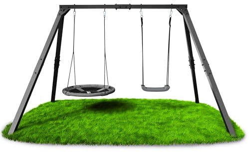 K-Sport: Doppelschaukel Gestell (Metall) I Brettschaukel und Nestschaukeln im Set erhalten I Schaukelgestell bis 200kg belastbar I Outdoor Schaukel I Schaukelgerüst inkl. Bodenanker I Made in EU
