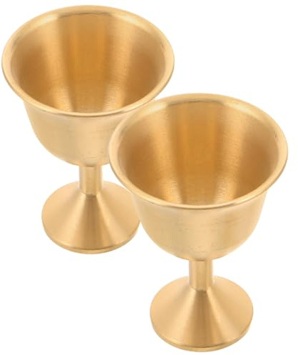 Milisten Lot de 2 Calices en Laiton Massif Vintage, Gobelets à Vin Médiévaux à Pied, Taille Moyenne, pour Cérémonie, Réception et Mariage, Coupe Gothique Rétro, Facile à Nettoyer, Décor