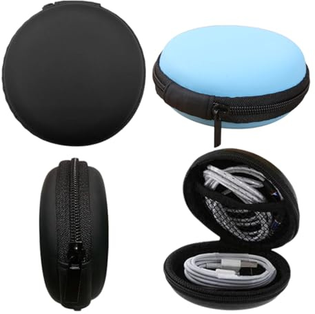 Lot de 2 mini étuis de rangement pour écouteurs, étuis rigides à fermeture éclair, protection pour écouteurs, clés, câbles de données