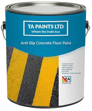 T A Paints Ltd Non Slip Floor Paint Multi Surface Concrete Brick Stone Wood Metal Floors Workshops Factory Steps Showroom Garage Floors (1L Black)