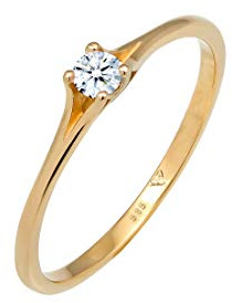 Elli DIAMONDS Ring Women Engagement Vintage with Diamond (0.06 ct.) in 585 Yellow Gold | 585 Gelbgold