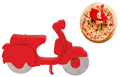 Scooter Pizzaschneider für alle Pizzen – Schneidet die Pizza wie ein echt italienischer Roller – Für Pizza und Calzone aus Italien geeignet – Pizza, Spaghetti, Tiramisu sind einfach Bella Italia