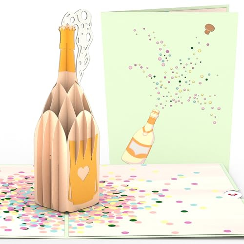 Lovepop Champagne Pop 3D-kort, popup-kort, festkort, gratulationskort, grattiskort, 3D-kort