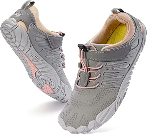 WHITIN Women's Minimalist Barefoot Trail Running Shoes | Wide Toe Box Size 8.5 Grey/Pink 39