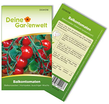 Balkontomaten rot Balkonzauber Samen - Solanum lycopersicum - Balkontomatensamen - Gemüsesamen - Saatgut für 15 Pflanzen
