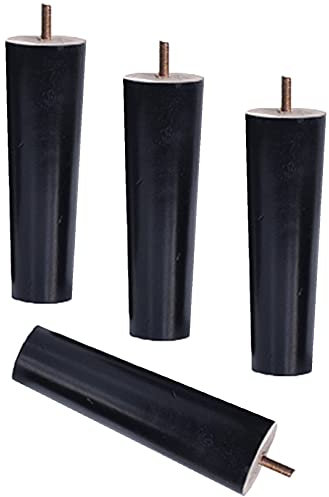 Holz Tischbeine Möbelfüße Möbelbeine mit Vorgebohrten M6 Bolzen für Schrank Sofa Couchtisch TV-Schrank und Andere Schwarz 4er-Pack (5cm)