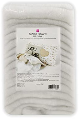 Panini Tessuti, Ouate confectionnée en 100 % polyester, paquets de 200 g/300 g/1 kg, 1 unité = 1 boîte pour remplissage tissu, rembourrage, couette Blanc