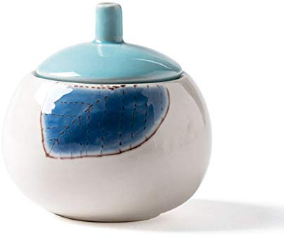 Pot de Sucre Bol à sucre créatif avec couvercle Cube Cube Cube Sugar Céramique Assaisonnement Pot De Stockage Peint à la main Céramique Céramique Bol (bleu / vert / rouge) Bol à Sucre ( Color : Blue )