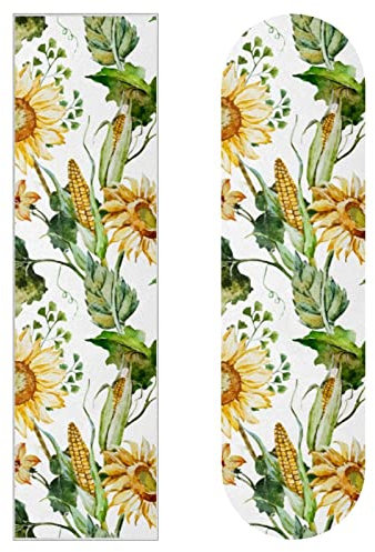 Wasserfarben-Sonnenblumen-Muster, 2 Stück, Skateboard-Griptape, Schleifpapier, Longboard, Aufkleber, Roller, Deck, Sandpapier
