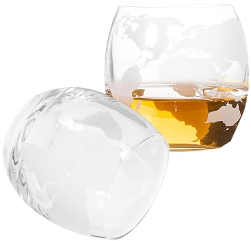 UPKOCH Map Printing Glass Cups Set of 2 Transparent Beverage Drinking Cups Glass Coffee Cups for Water Coffee Home Bars Weddings Festivals Housewarming Gift