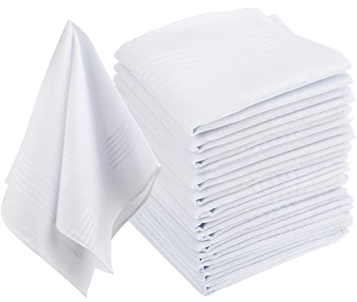 Herren Stofftaschentücher Set Weiß 40CM 15PCS Baumwolle 100% Handkerchief Mit Taschentuch Container