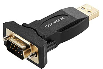 OIKWAN USB auf RS232 Adapter mit FTDI Chipsatz, USB auf RS232 Stecker DB9 serieller Konverter für Kassenregister, Modem, Scanner, Industriemaschinen, CNC, Schwarz