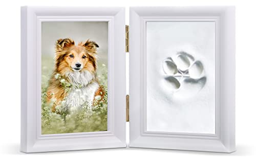 Lollanda Set di impronte di zampe per cani e gatti, in legno 3D, con stampa di zampe, in gesso 3D, con cornice per impronta, set di zampe di cane, regalo per cani