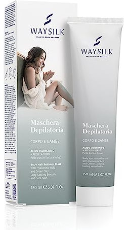 Waysilk | Enthaarungsmaske für Körper und Beine, Enthaarungscreme mit Hyaluronsäure, grünem und weißem Ton, Lange glatte Haut, 150 ml