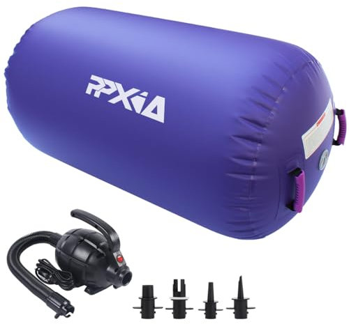PPXIA Aufblasbare Air Roll Air Barrel Airspot Airmatte Track Gymnastik Tumbling Matten, Gymnastikmatte mit Pumpe, Turnmatte Trainingsmatte für Zuhause, Taekwondo, Yoga, Gym, Fitness