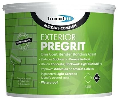Bond IT 10L Exterior Render Pregrit Bonding agent for exterior walls. For use on concrete, brickwork, light blockwork,Grip Render Grit - Pale Green