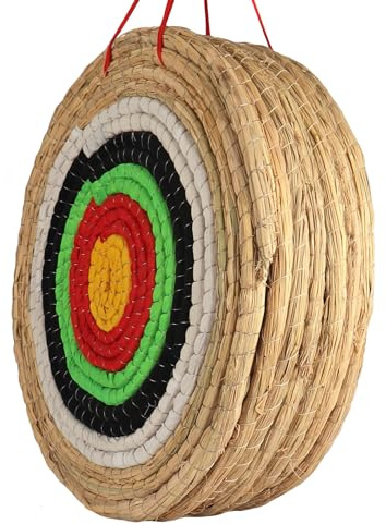 AUVIM Måltavla bågskytte handgjord halmbågsmålet för recurvebågar compoundbåge eller lång båge 20 tum traditionell bågpilmål för barn ungdomar vuxna (grön 7 lager)